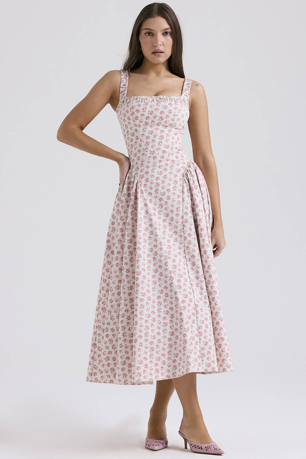 FLORAL BOHO CHIC HALTER DRESS WITH SLIMMING WAIST