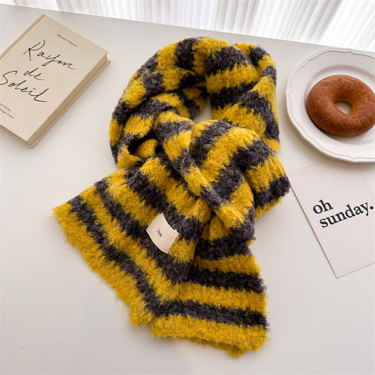 Chic Colorblock Wool Knit Scarf - Cozy Shawl_CWASC1450