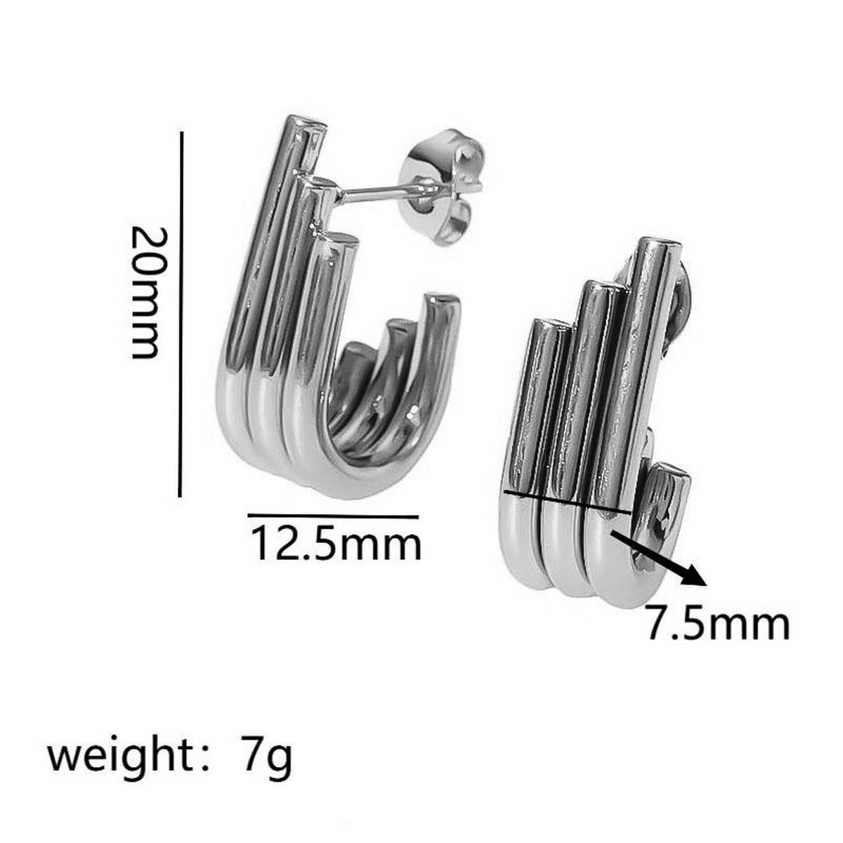 U SHAPE CHAIN CHUNKY CIRCLE HOOP EARRINGS