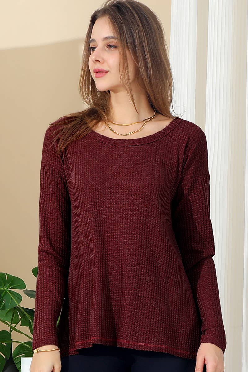 CWTTL975_LONG SLEEVE ROUND NECK WIDE HEM TUNIC TOP
