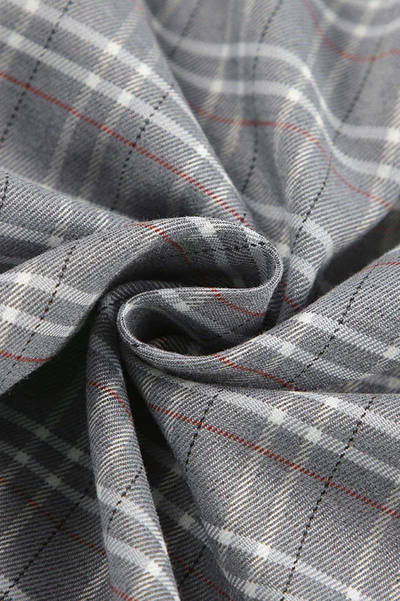 CWTBLL00626_SIMPLE LOOSE NICHE PLAID LONG-SLEEVED SHIRT