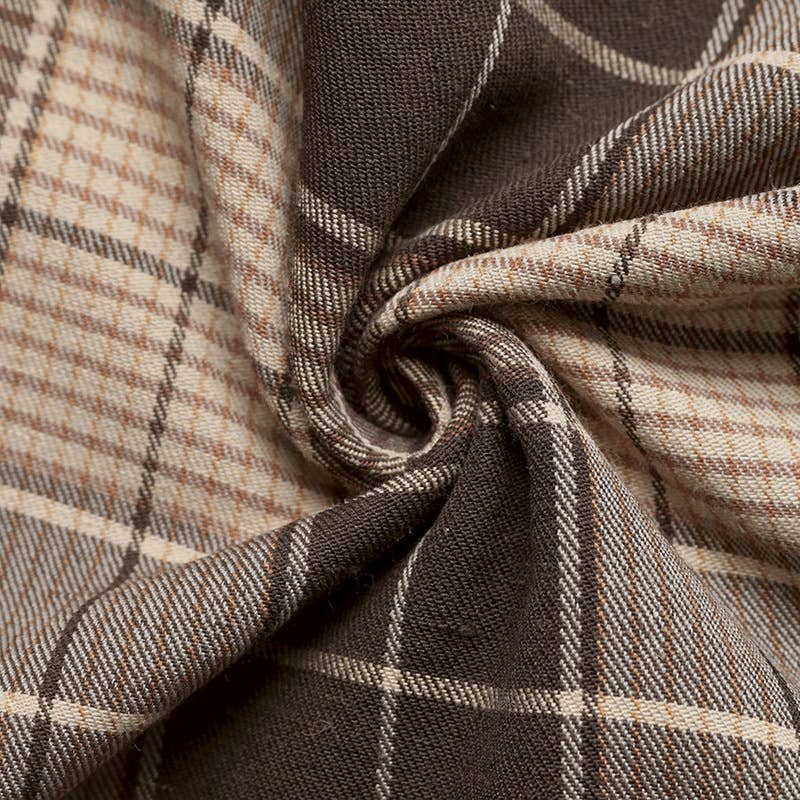 Casual retro-style lapel check patchwork dress