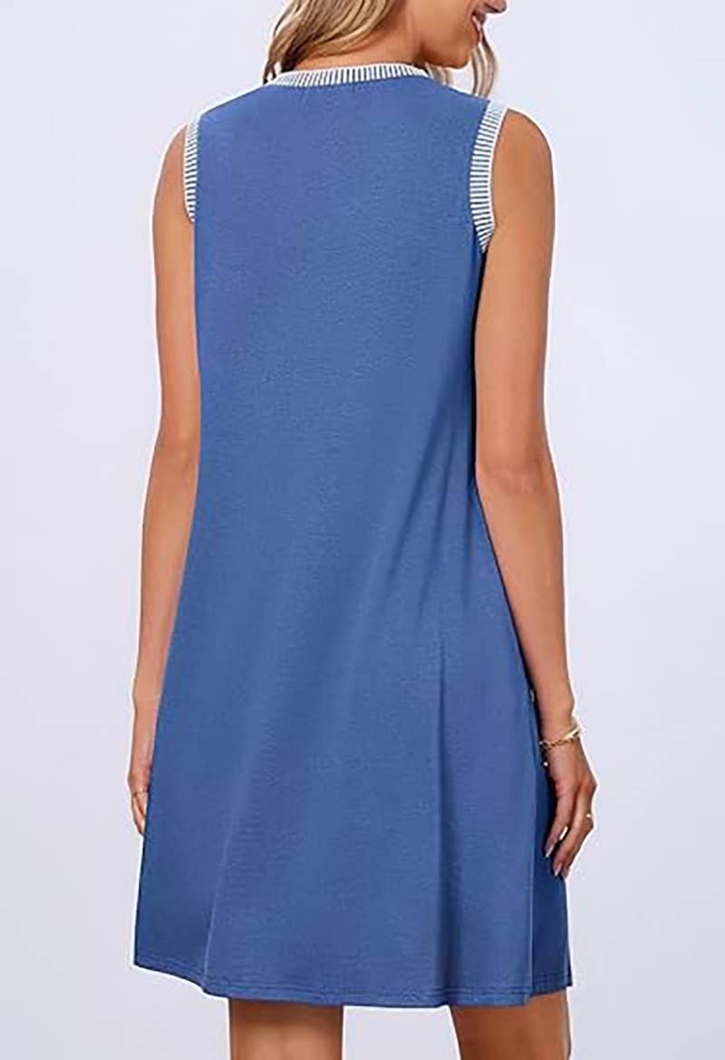 CREW-NECK LOOSE CASUAL SLEEVELESS MINI DRESS