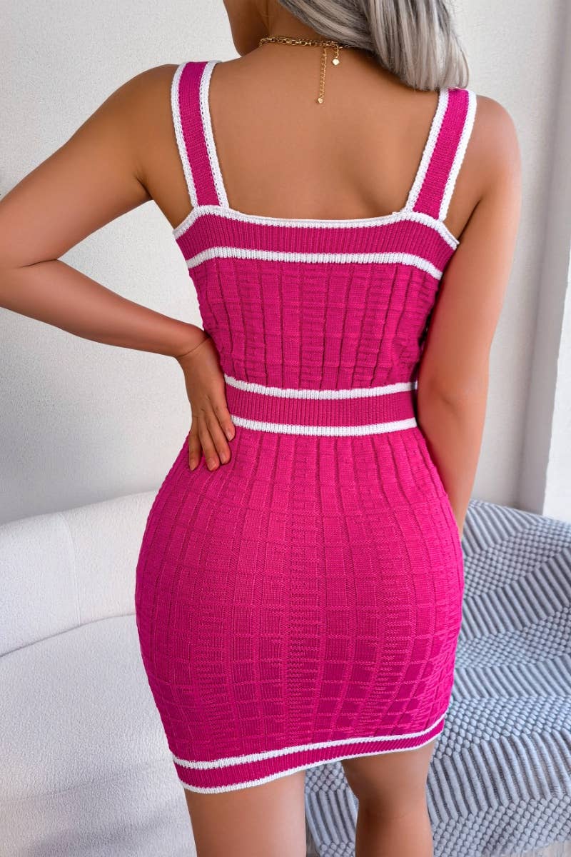 CWDSD4683_SUMMER KNIT COLOR MATCHING FANNY PACK HIP DRESS