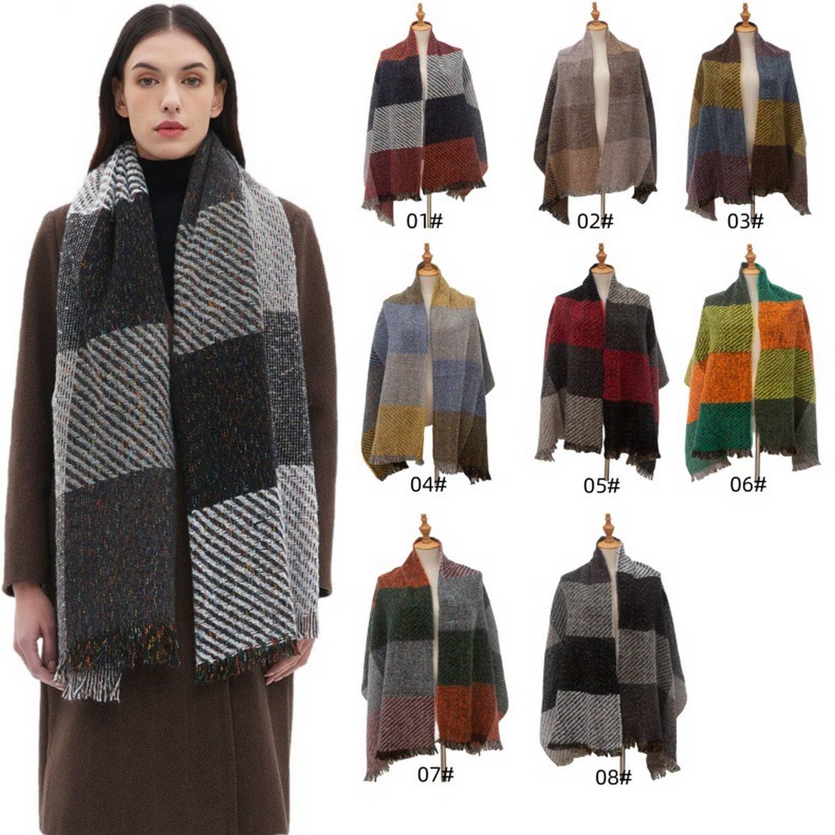 Large Plaid Scarf ? Unisex Winter Wrap Shawl