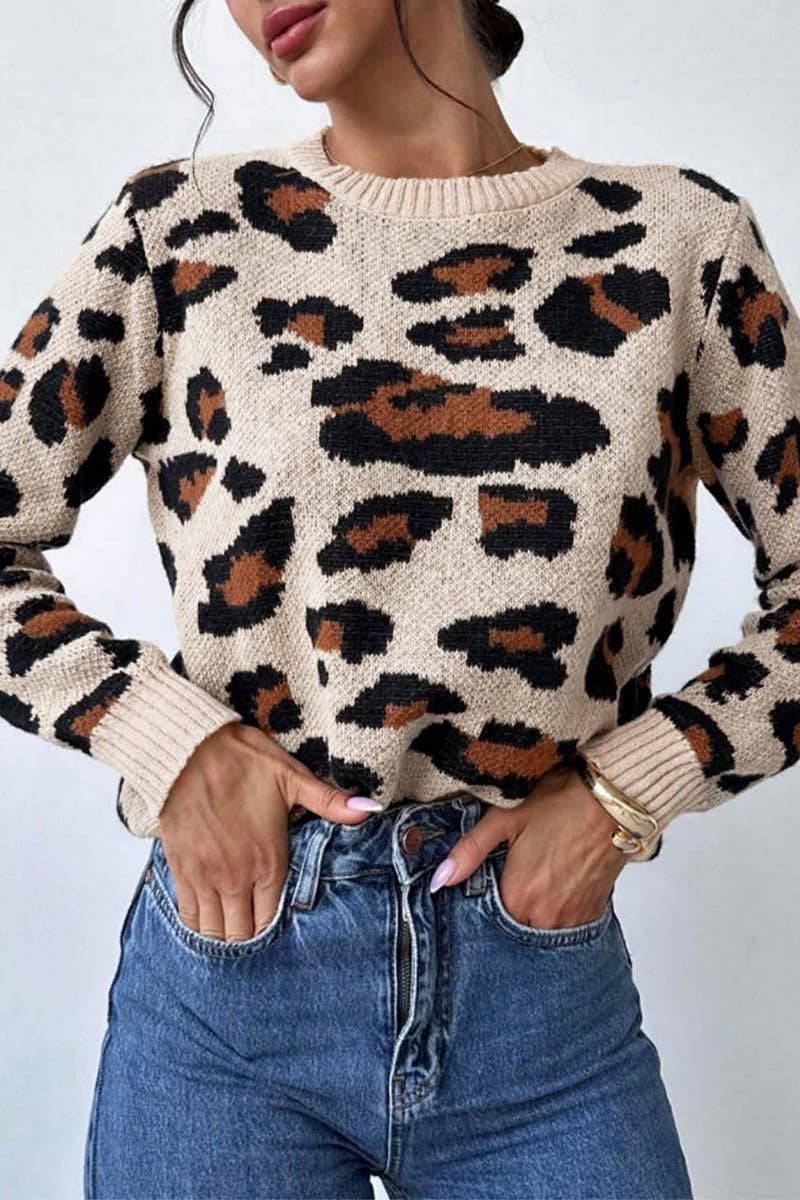CWOSWL07421_COLORBLOCK LEOPARD PRINT PULLOVER SWEATER