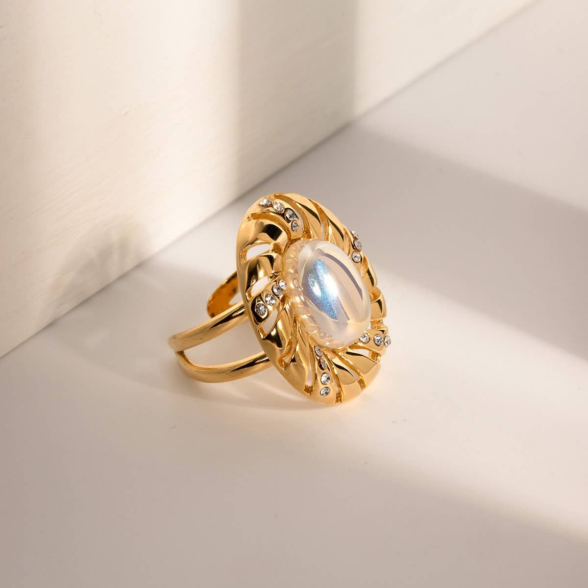 STAINLESS STEEL INLAID PEARL RHINESTONE RINGS_CWAJE1244