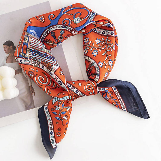 Floral Satin Square Scarf for Women’s Elegance