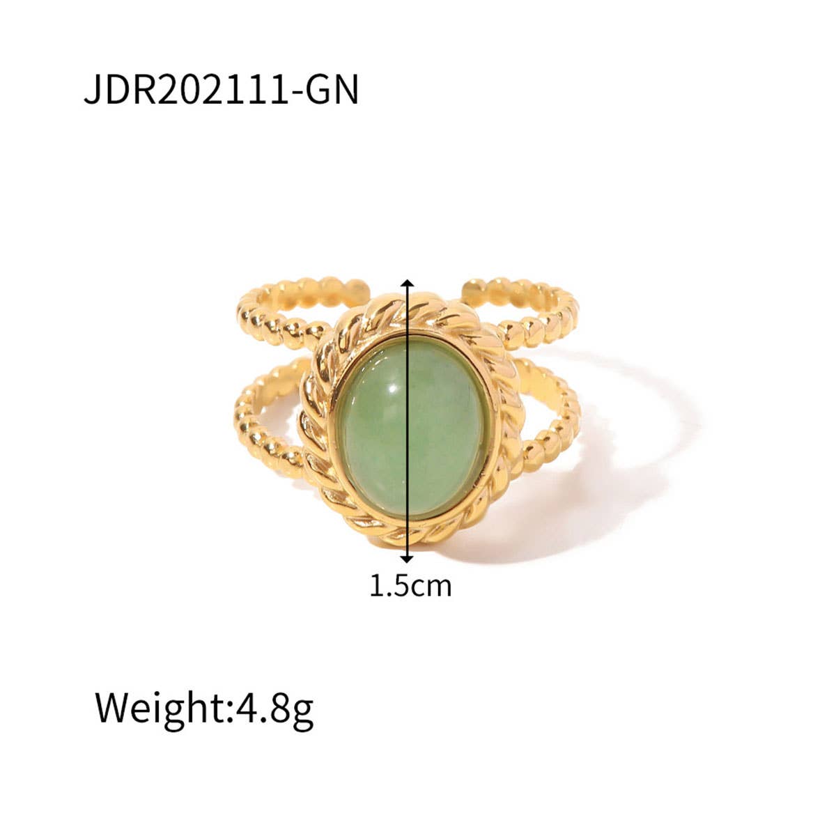 GOLD STAINLESS STEEL INLAID NATURAL STONE RINGS