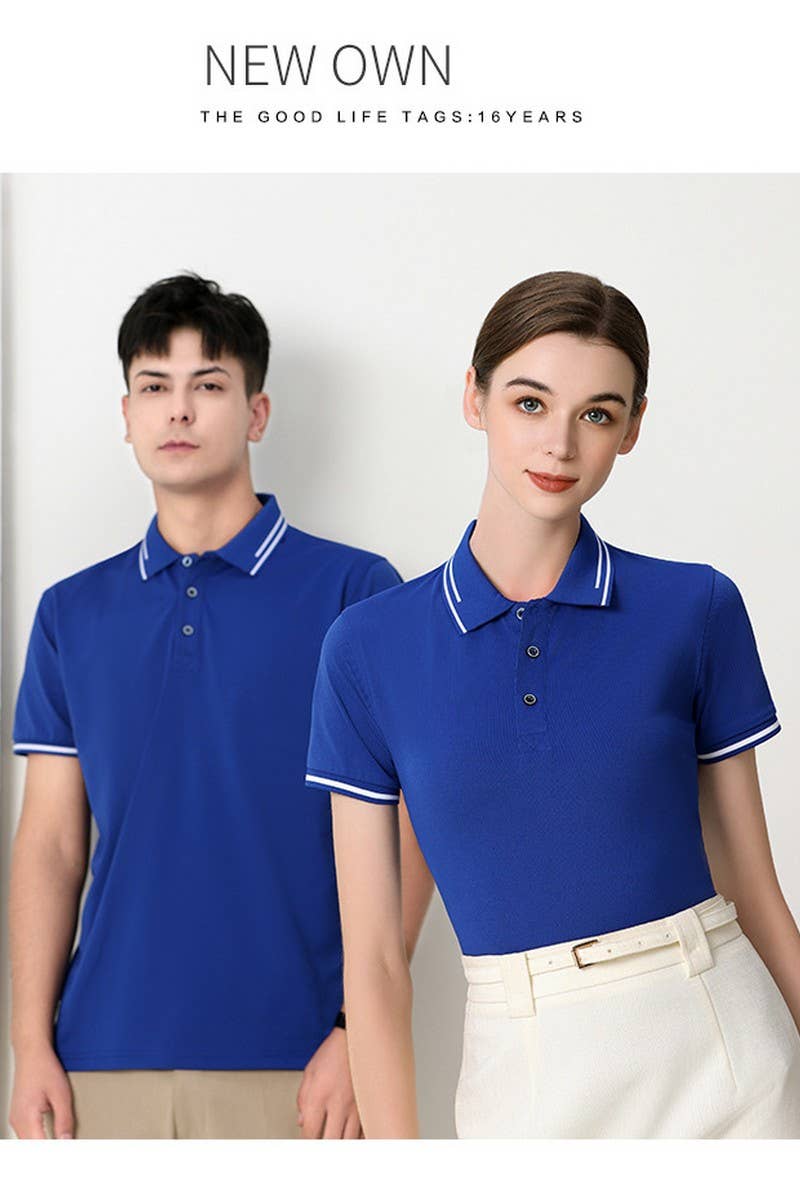 CWTBLS02416_COLLARED CUSTOM LOGO SHORT SLEEVE POLO SHIRT