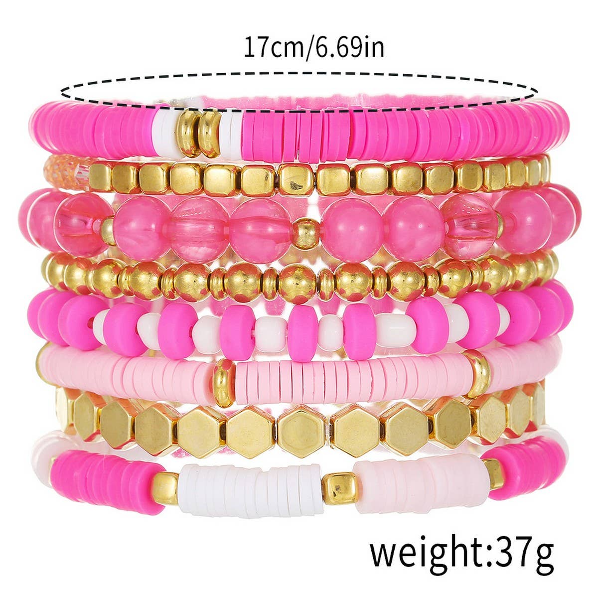 SIMPLE MULTI-STRAP POLYMER CLAY BRACELET SET_CWMM3527