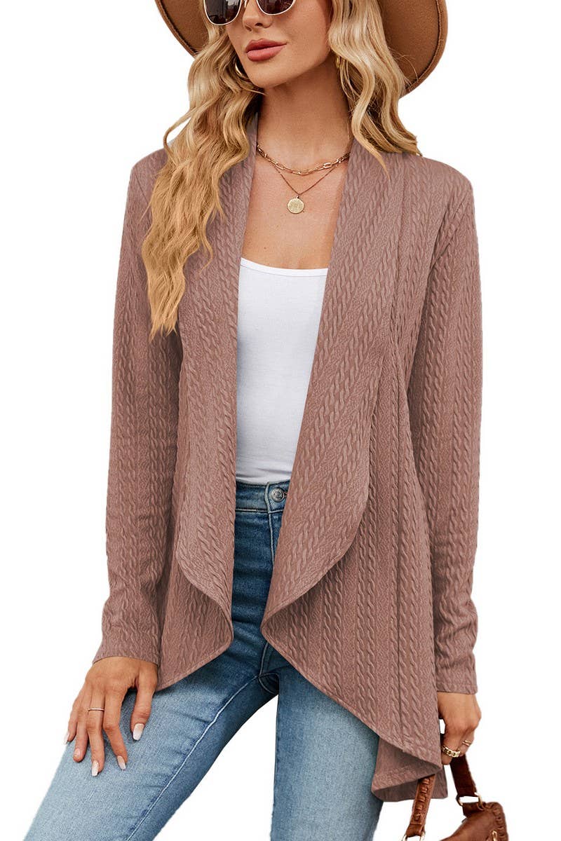 CWOCAL1936_LONG-SLEEVED SOLID COLOR LOOSE KNITTED CARDIGAN