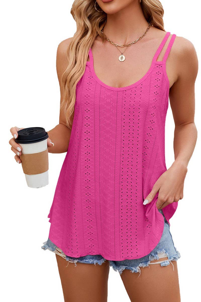 CWTTSL0323_SOLID COLOR ROUND NECK WOMEN'S BOTTOMING VEST TOP