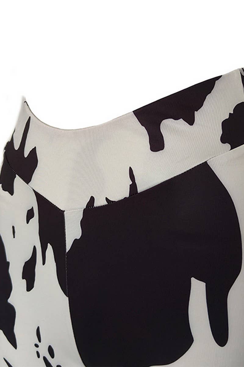 CWBLP1734_COW PRINT HIGH WAIST FLARED CASUAL TROUSERS