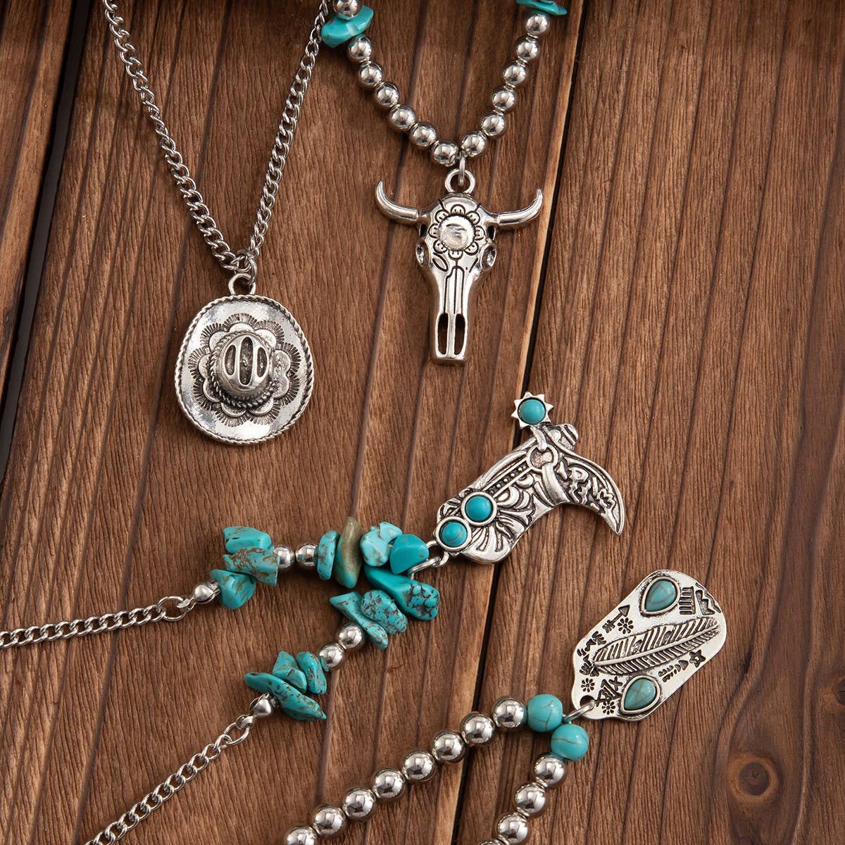 PUNK ALLOY MULTI-LAYER CLAVICLE CHAIN NECKLACE_CWMM3149