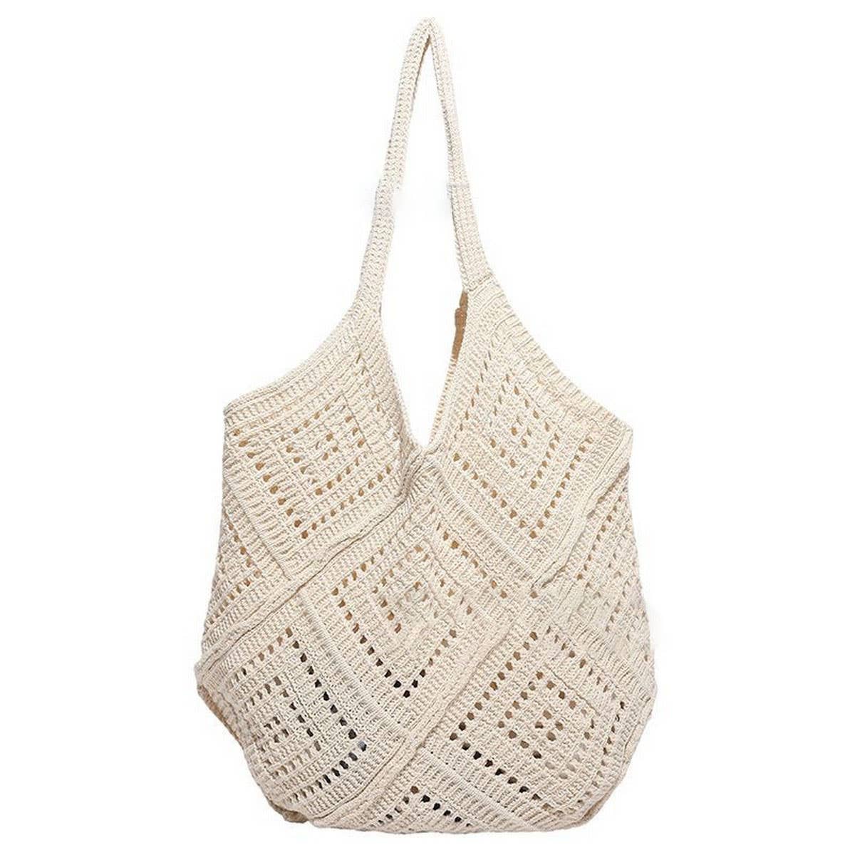 CUAB00627_2025 BOHO KNIT TOTE BAG LARGE CAPACITY HOLLOW BAG