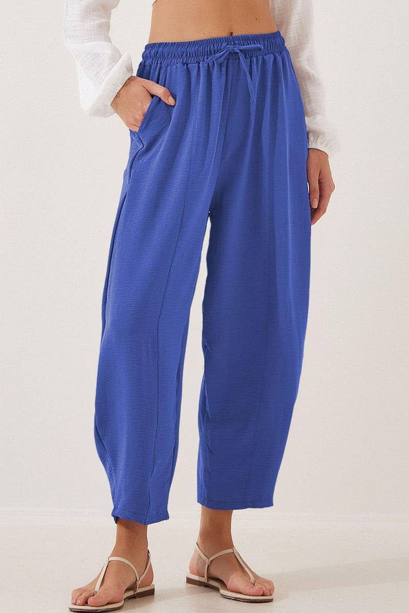 CWBLP01036_HIGH WAIST DRAWSTRING POCKET CROPPED PANTS