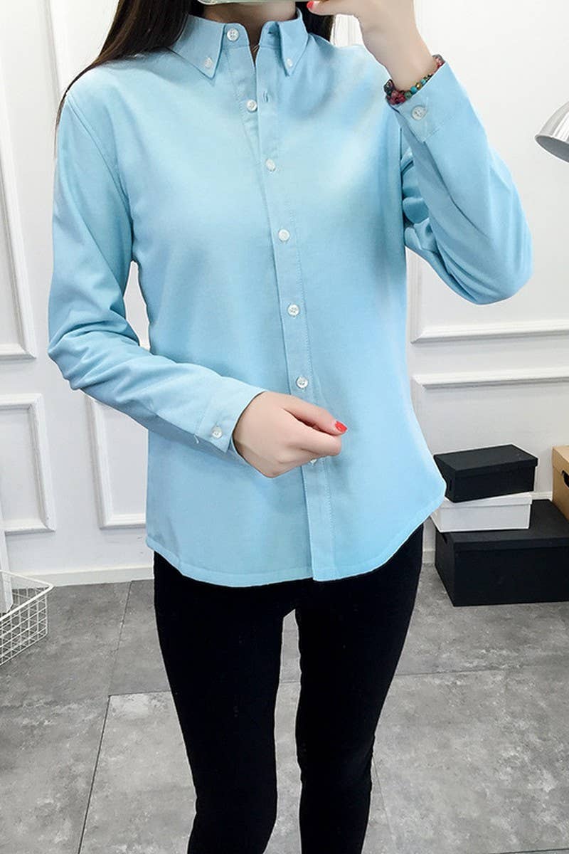 CWTSTL2243_CANDY COLOR PLUSH THICKENED SHIRT BOTTOMING SHIRT