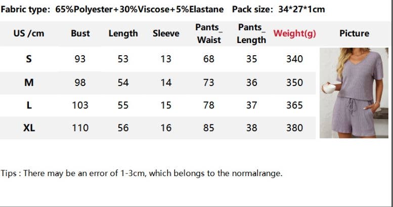 CWSTB1663_SOLID COLOR STRIPED SHORT-SLEEVED HOME WEAR SUIT