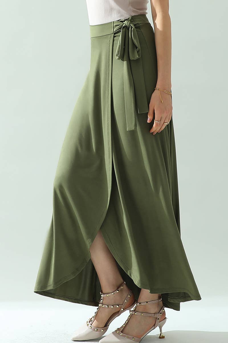 CWBLS117-P_High Waisted Maxi Wrap Skirts with Slit