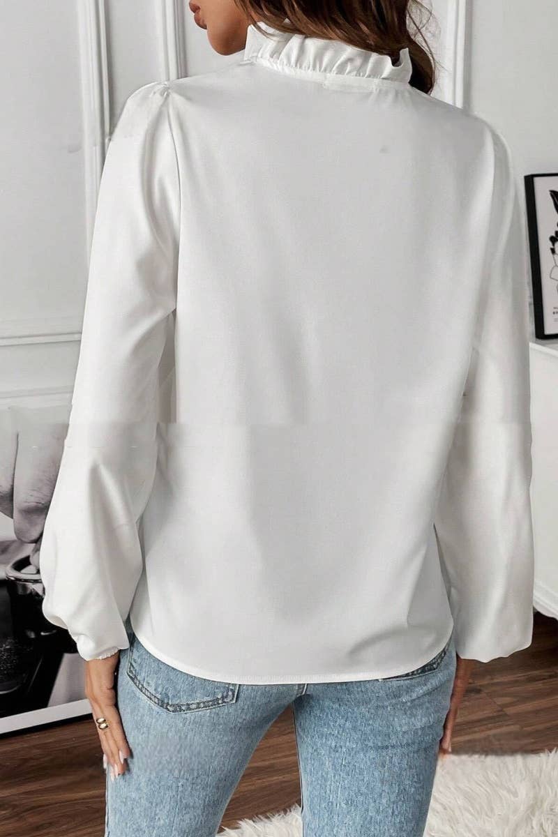 CWTSTL2082_FALL FASHION RUFFLED LONG SLEEVE SHIRT TOP