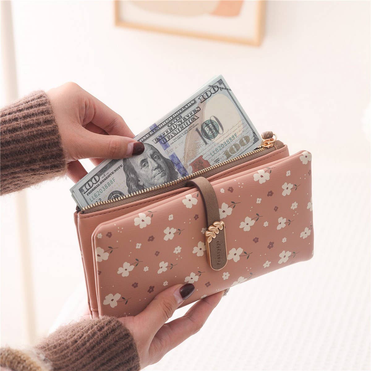 LADIES LONG SMALL FRESH PRINTED BUCKLE WALLET_CWAB2321
