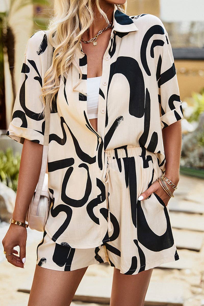 CWSS1074_SPRING AND SUMMER CASUAL LOOSE TWO-PIECE SUIT