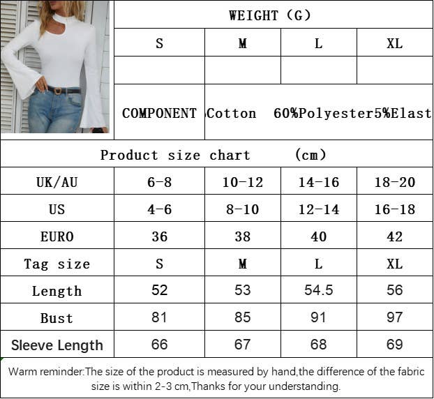 CWTBLL2750_SLIM FIT LONG SLEEVE HOLLOW TRUMPET SLEEVE TOP