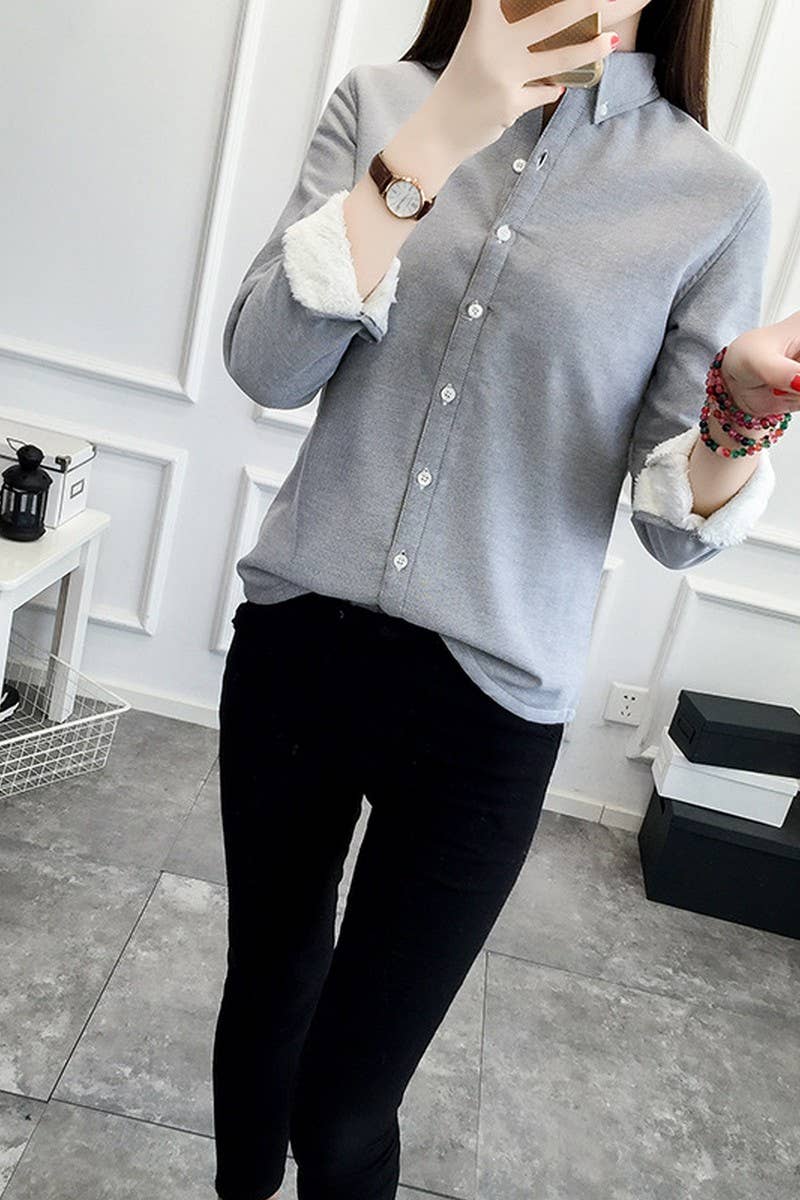 CWTSTL2243_CANDY COLOR PLUSH THICKENED SHIRT BOTTOMING SHIRT