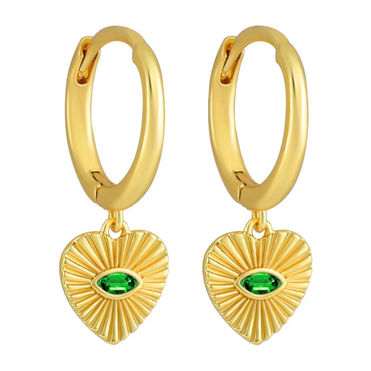 VINTAGE LOVE GREEN EVIL EYE HEART EARRINGS