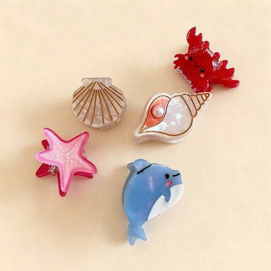 CWAHA07741_CUTE OCEAN DOLPHIN MINI HAIR CLAW CLIP