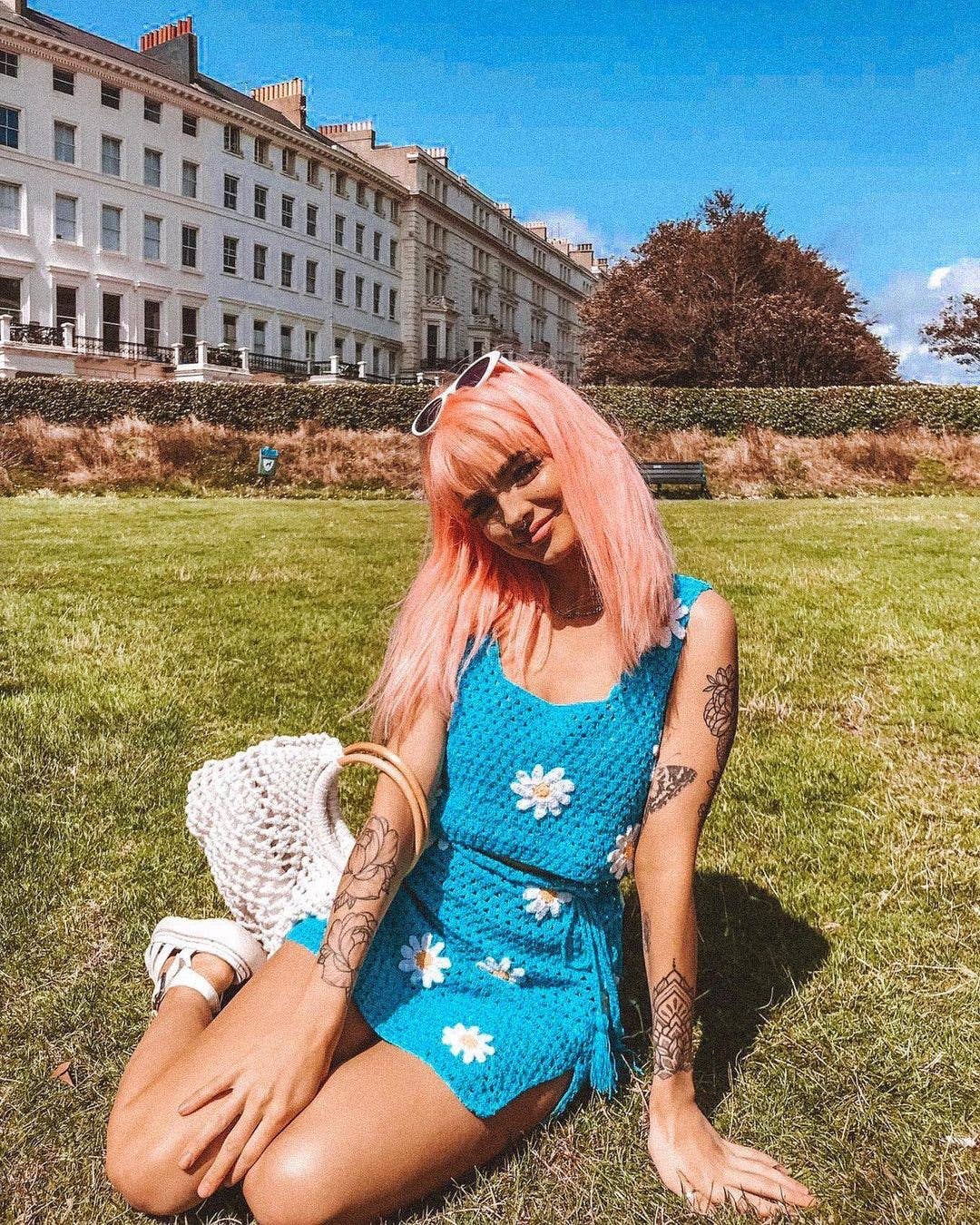 CASUAL CROCHETED YARN TWO-PIECE SET