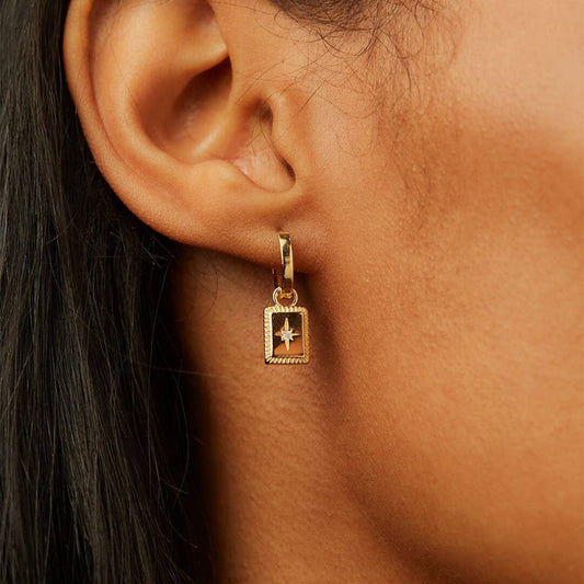 Creative six-pointed star rhinestone earrings