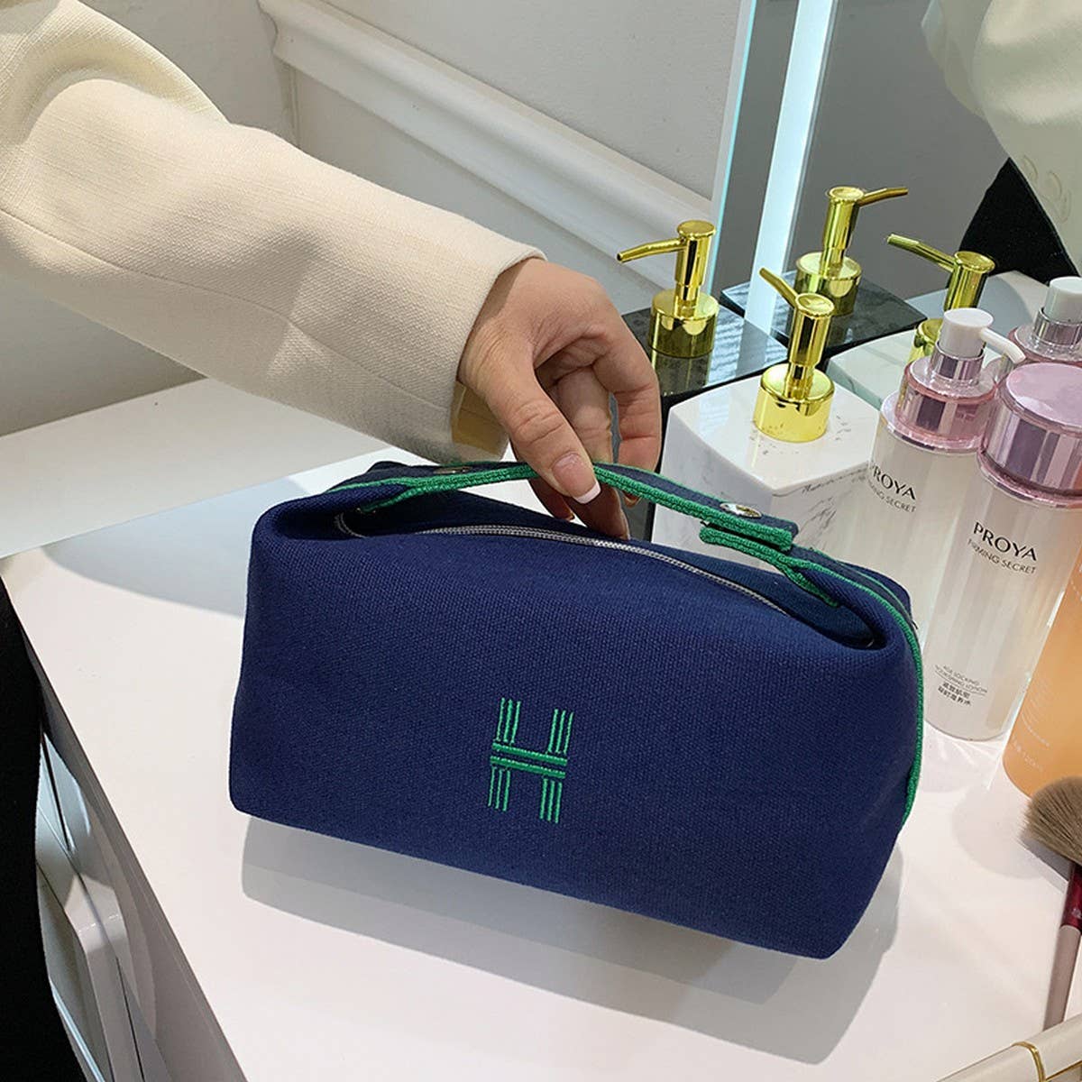 PORTABLE CANVAS BAG LARGE CAPACITY COSMETIC BAG_CWAB4367