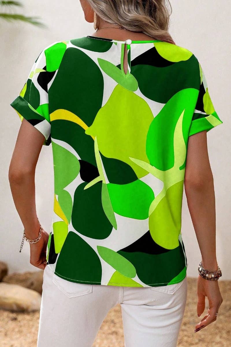 CWTBLS1142_SUMMER PRINT MULTI-COLORED SHORT-SLEEVED TOP