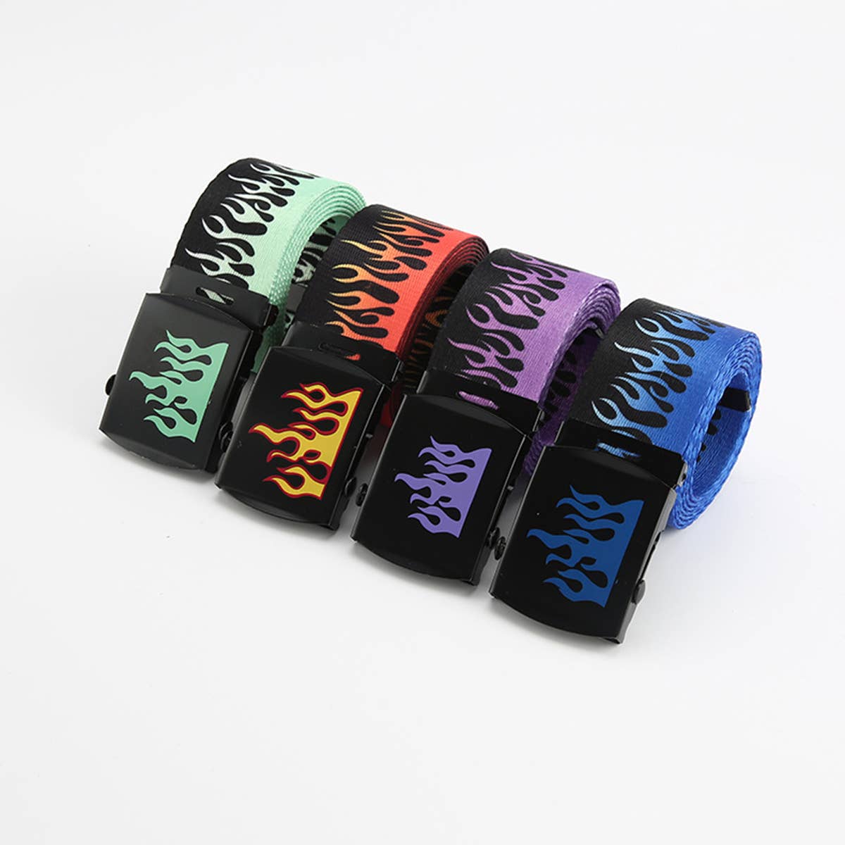 CWABE0947_FASHION HIP HOP MEN'S CANVAS FLAME BELT