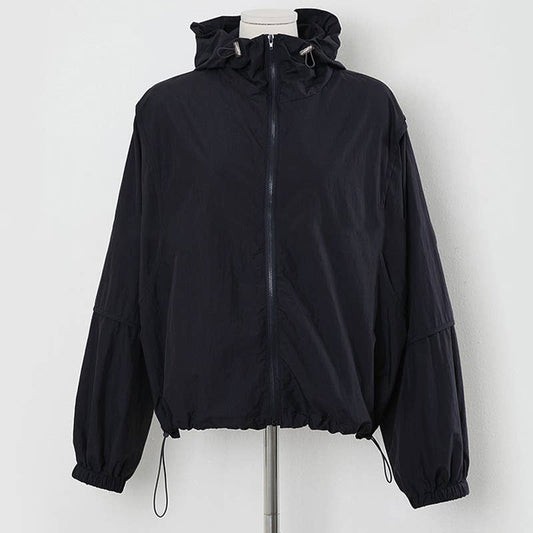 Breathable drawstring hooded sunscreen coat