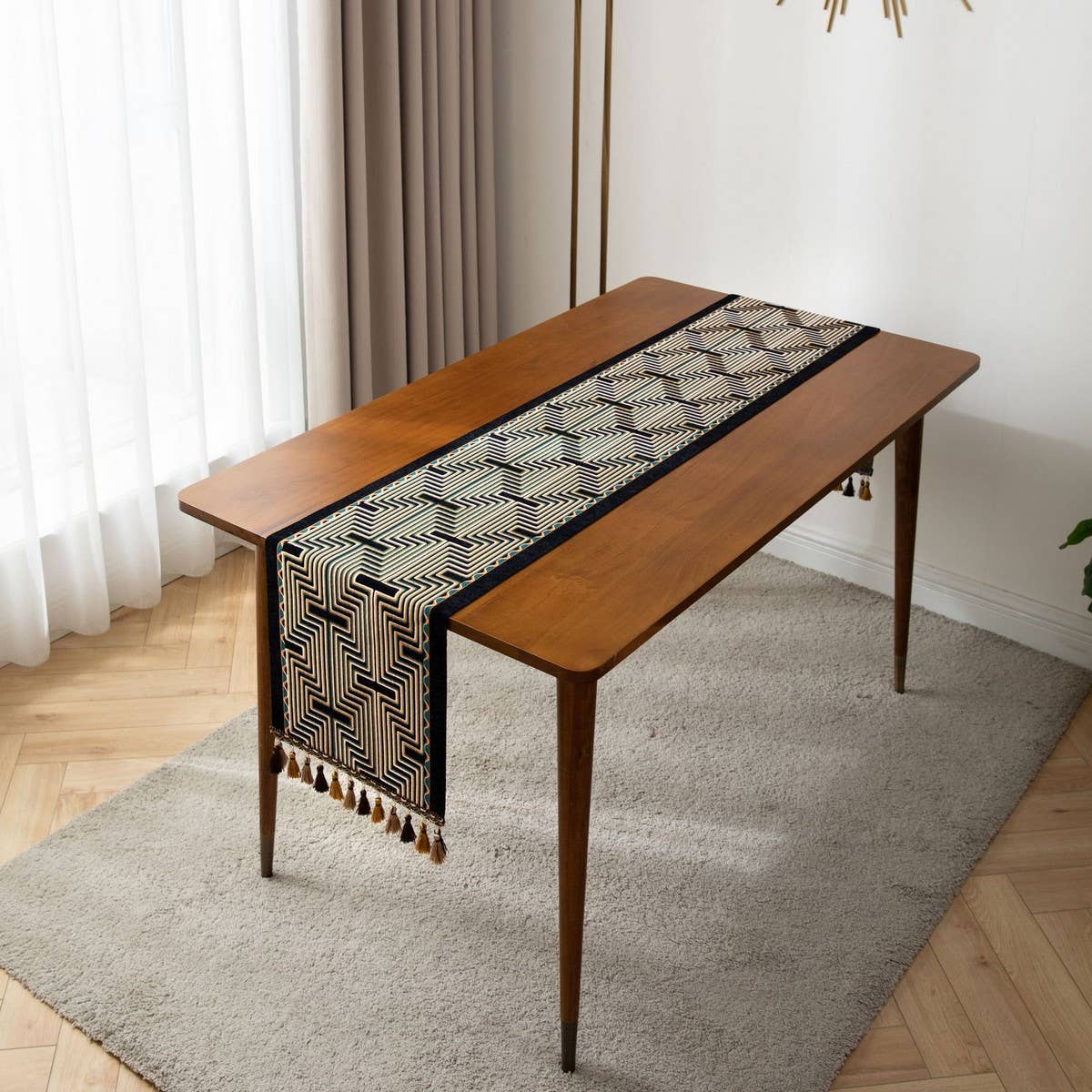 CONTRAST FABRIC FESTIVE TABLECLOTH