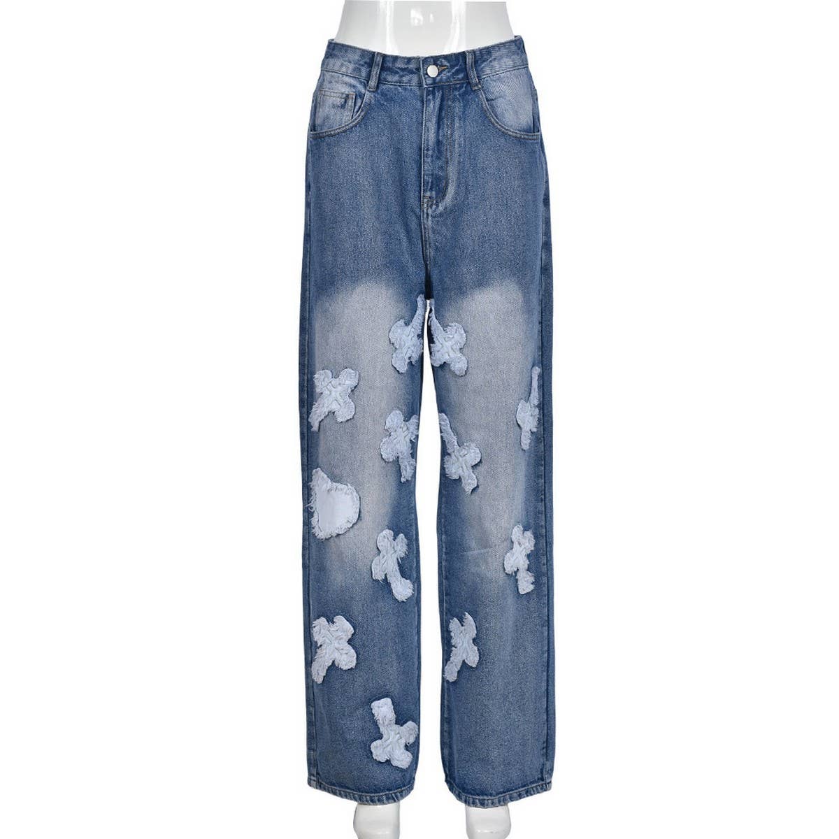 WOMENS VINTAGE WASHED STRAIGHT DENIM PANTS_CWJP0108