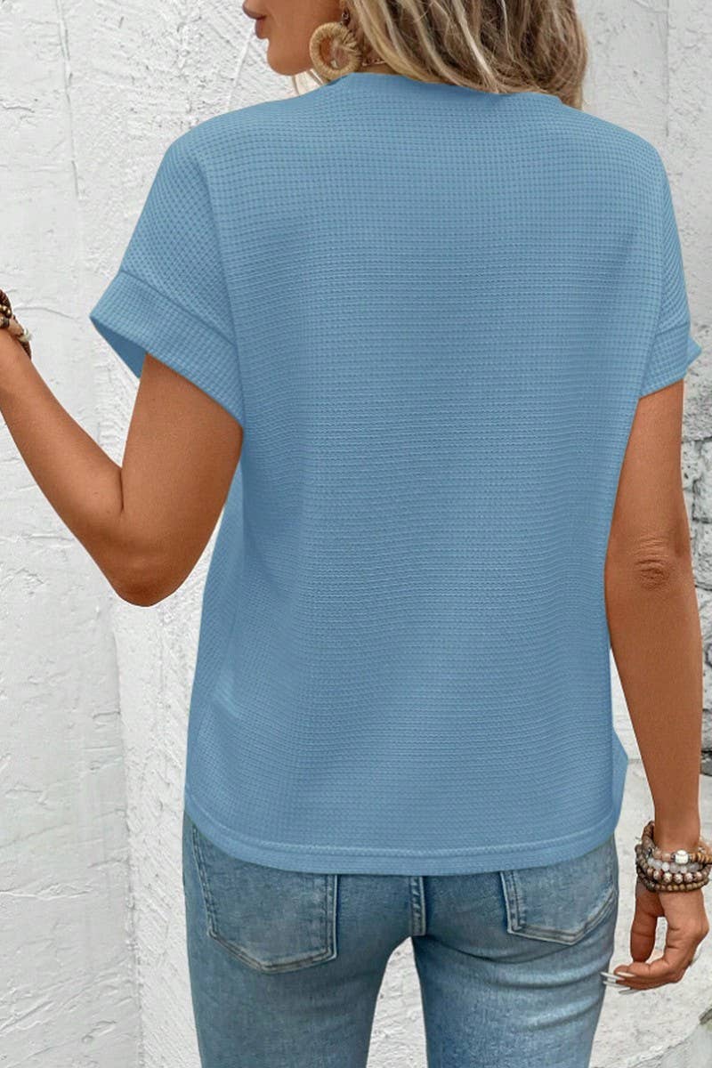 CWTTS1499_SOLID COLOR ROUND NECK COMFORTABLE CASUAL TEE