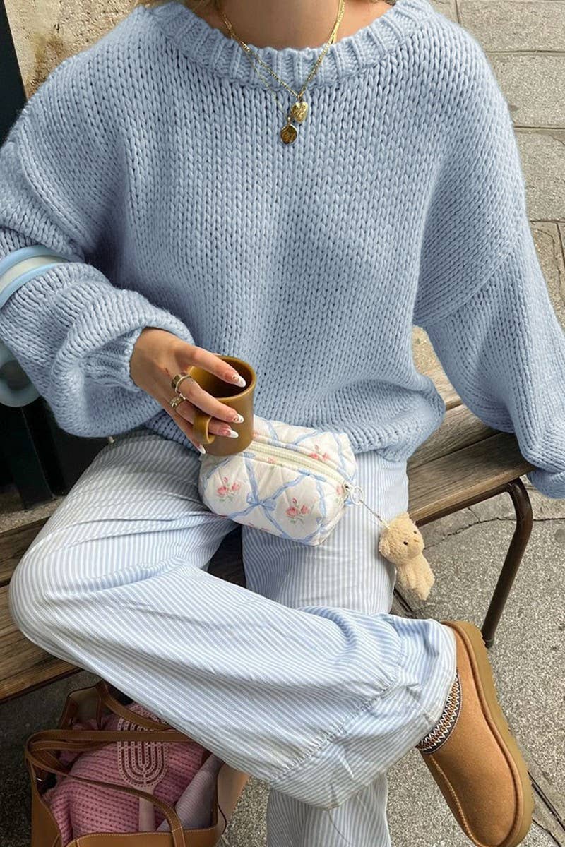 CWOSWL07495_CASUAL CREW NECK LONG SLEEVE LINED SWEATER