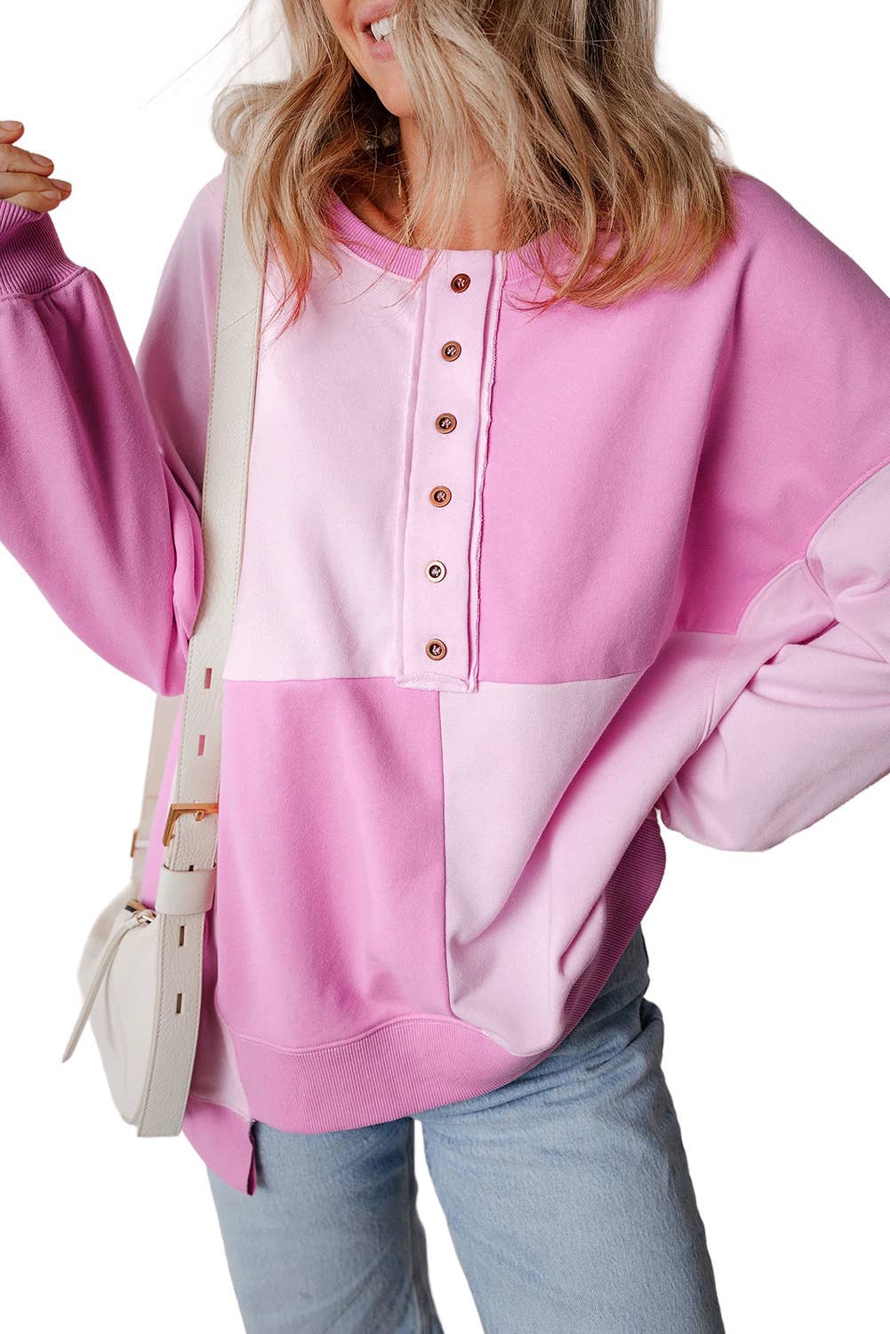 CONTRASTING FLEECE LONG LAPEL SWEATSHIRT