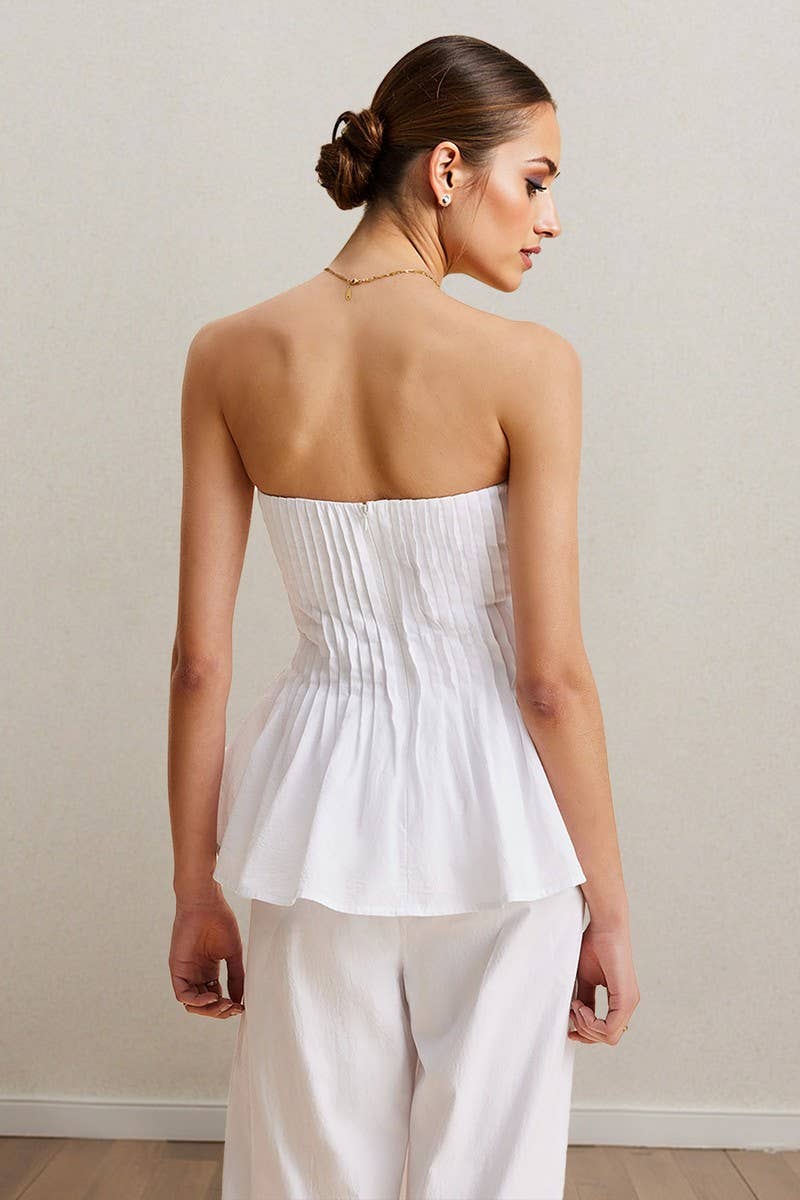 CWSTB2152_WHITE OFF-SHOULDER TUBE TOP & PANTS SET