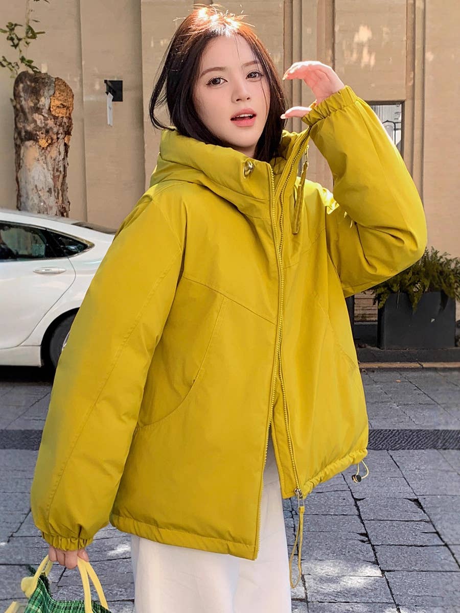 Casual hooded cotton windbreaker jacket