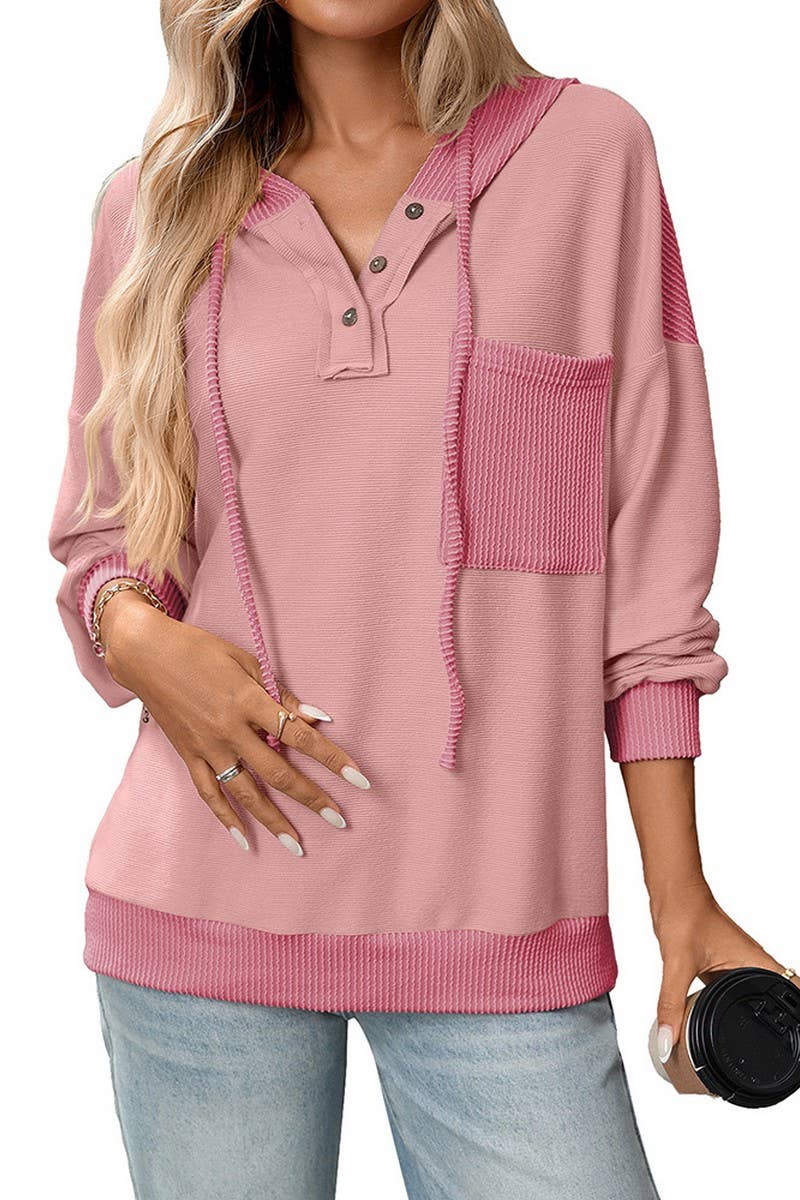 CWOHOL00601_COLORBLOCK TWIST STRIPE LOOSE HOODIE