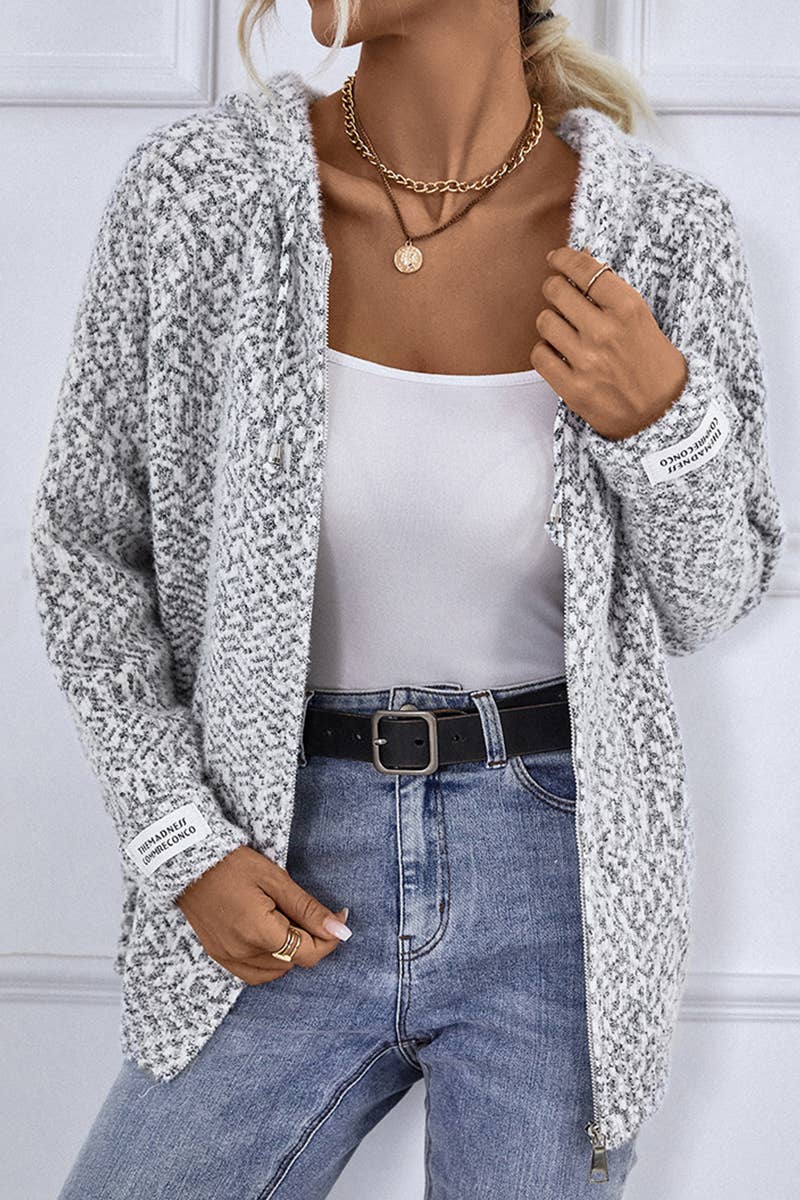 CWOCAL0349 Casual Zip-Up  Hoodie Cardigan Sweater