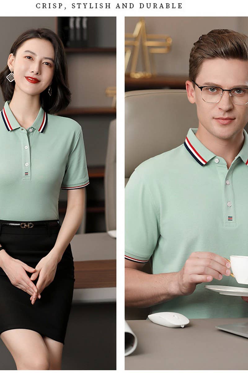 CWTBLS02445_LAPEL POLO SHIRT SHORT SLEEVE CASUAL TOP