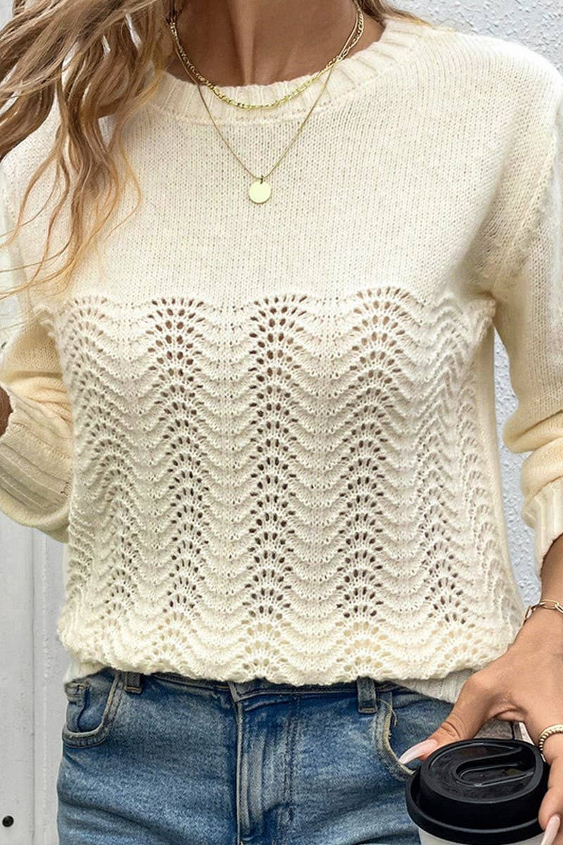 CWTTL1973_SOLID COLOR SIMPLE HIGH-END CASUAL KNITTED SWEATER