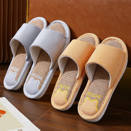 CUTE CARTOON BEAR LINEN SLIPPERS