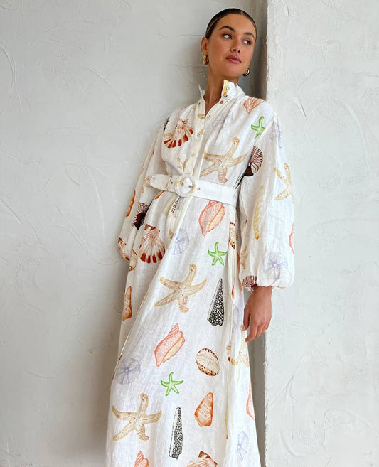 CASUAL LANTERN SLEEVES CASUAL FASHION PRINT DRESS